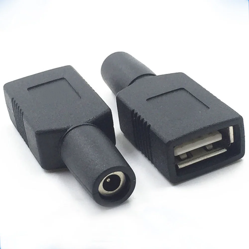 تيار مستمر 3.5 × 1.1 أنثى جاك إلى USB 2.0 أنثى جاك تيار مستمر قابس طاقة موصل محول الكمبيوتر المحمول 3.5*1.1 مللي متر أسود اللون