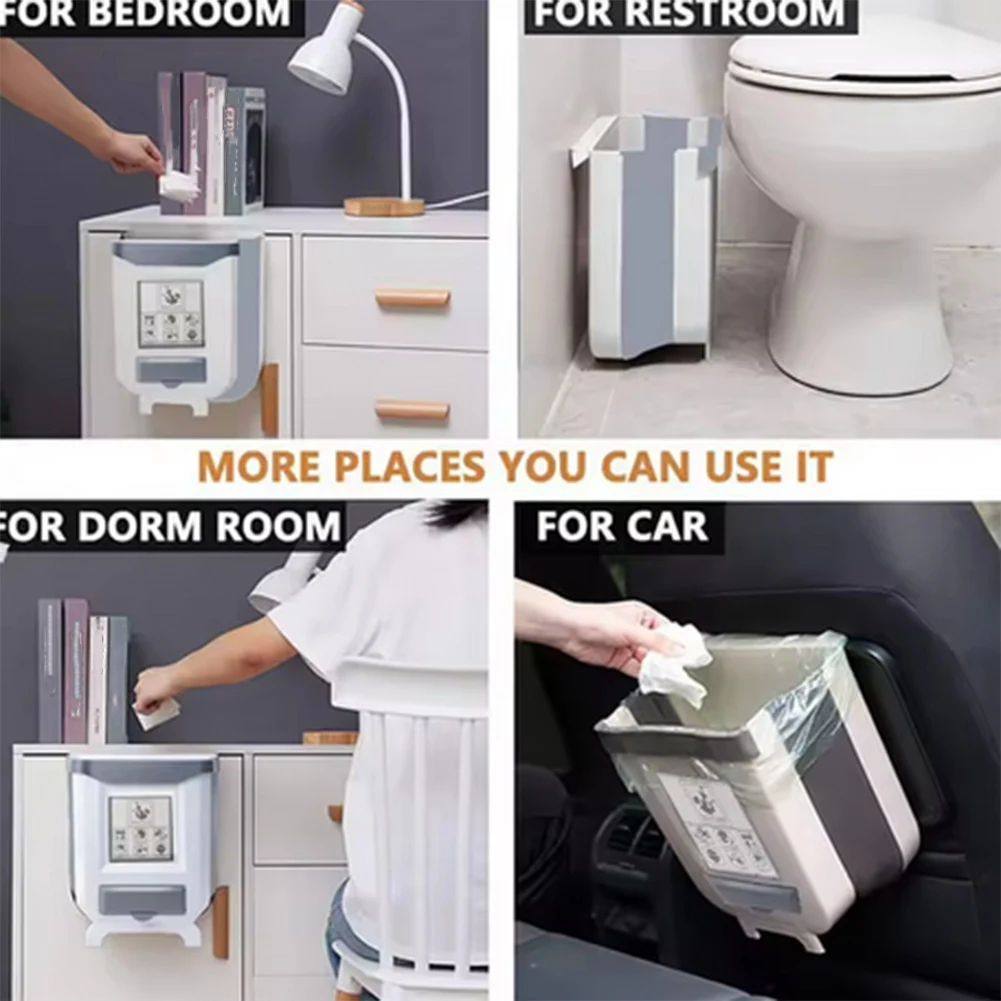 

Just- Kitchen Folding Trash Can Wall Mounted Trash Can Kitchen Cabinet Door Mounted Trash Can Folding Trash Can for Vehicles C