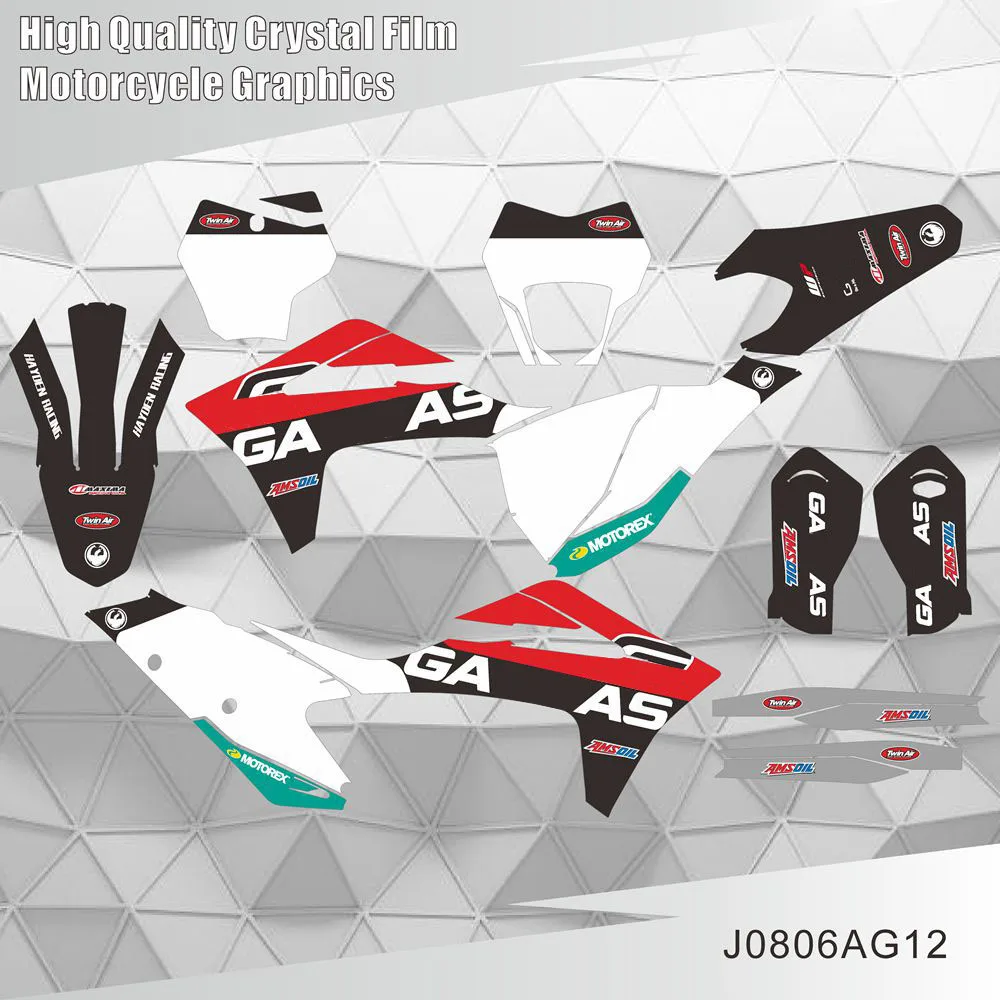 For GASGAS GAS GAS MC EX EC 125 250 300 350 450 2021 2022 2023 Full Graphics Decals Stickers Motorcycle Background Custom Number