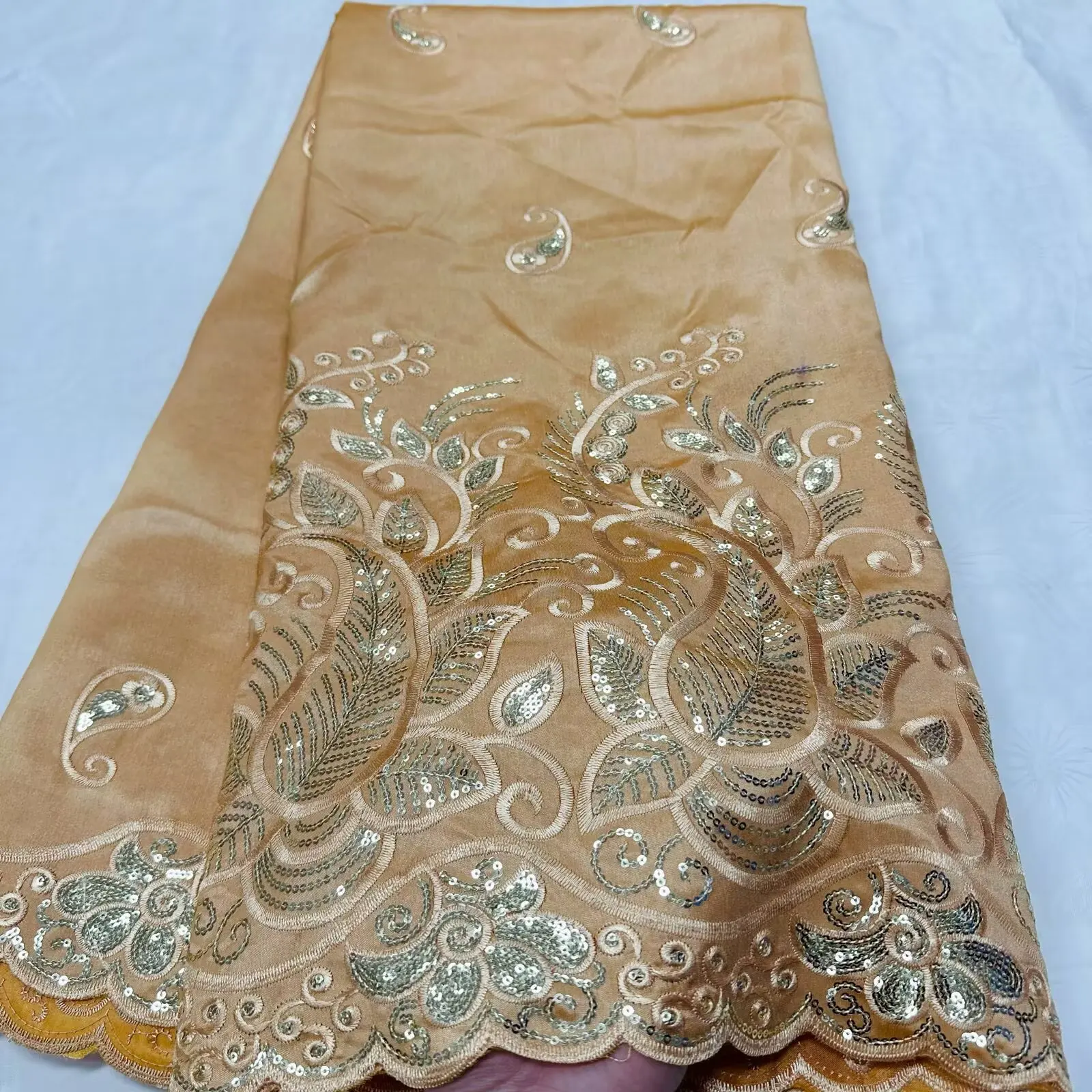 

Hot Sale Latest African Nigerian France 2025 High End George Lace Fabric With Beads Sequins for Bride Wedding Party Sew Dresses