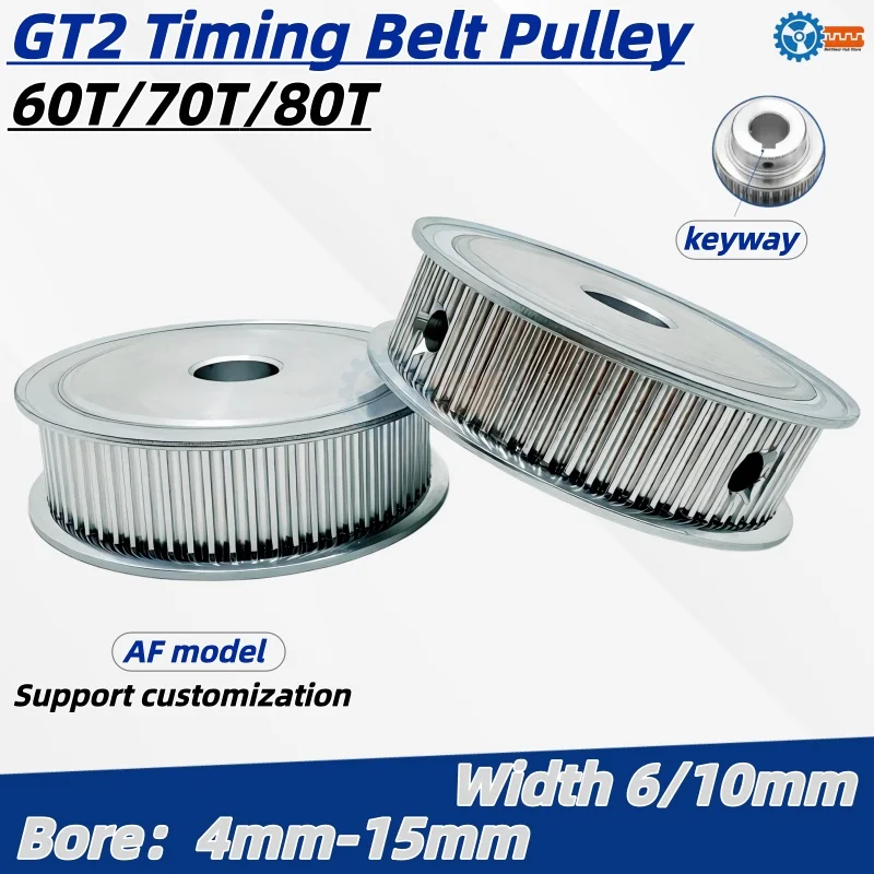 2GT GT2 Timing Pulley AF-Type 60T 70T 80T Bore 4-15mm Width 6/10mm Synchronous Wheel 3D Printer Parts