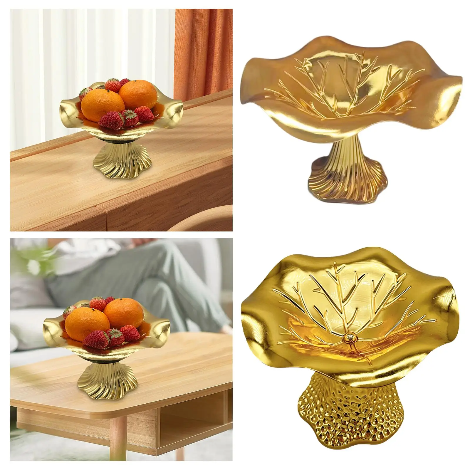 Alloy Dish Holder Fruit Plate Decorative Bowl for Home Farmhouse