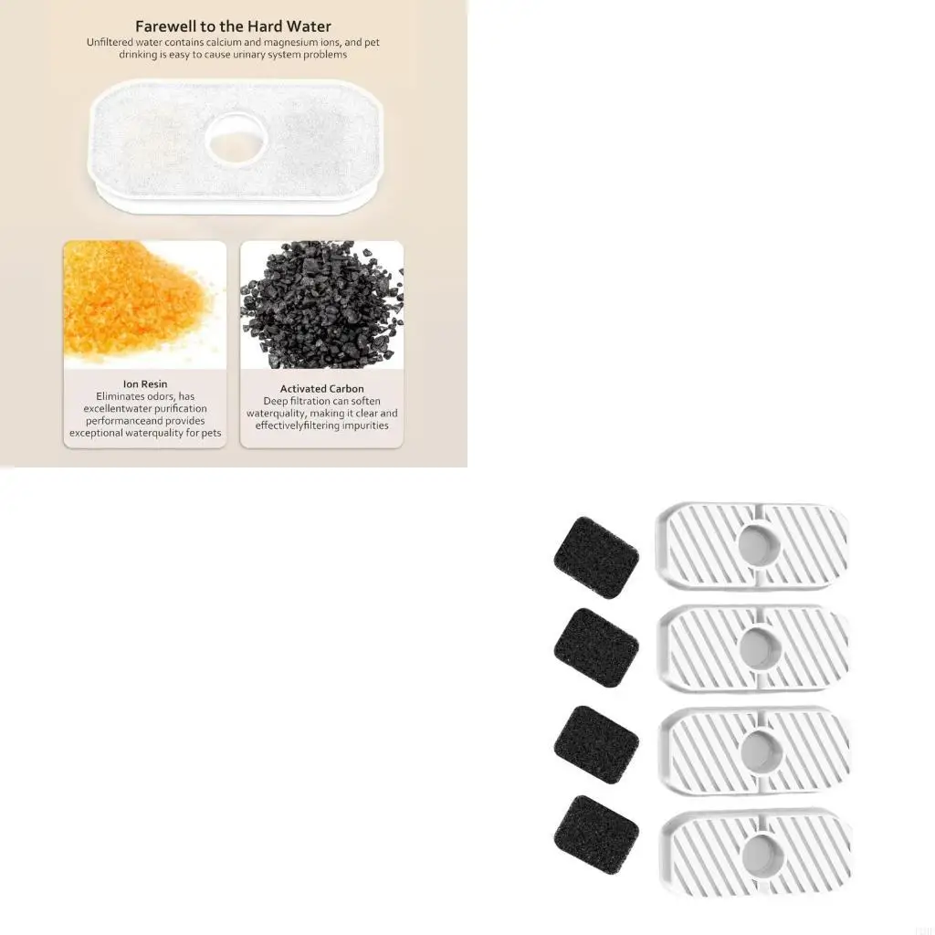 J1HF Replacement Filters and Sponges for Automatic Cats Water Fountain Battery Operated Pet Water Dispensers Accessories