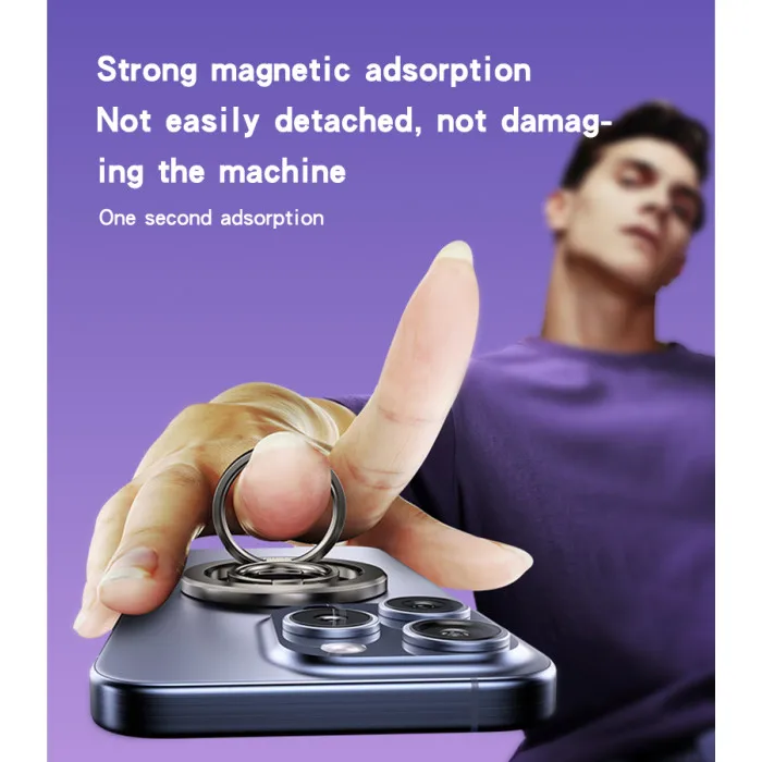 Yesido حلقة مزدوجة شفط مغناطيسي قابل للطي حامل هاتف حلقي معدني لسطح المكتب 360 درجة °   حامل سبيكة دوار