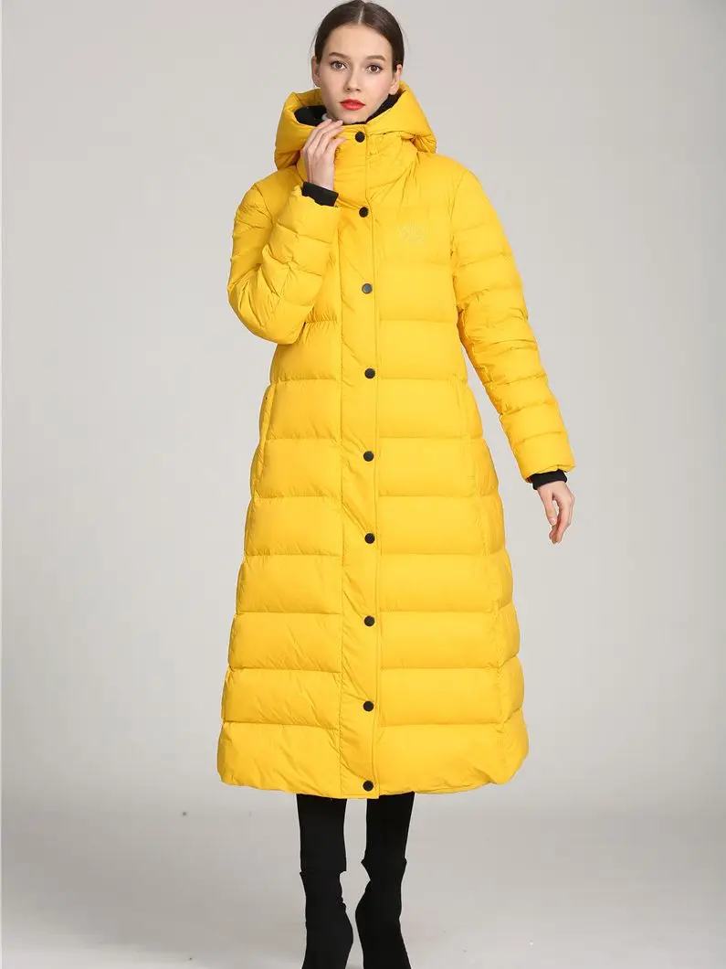 120m Longer Down Coats Winter Women\'s Big Fluffy Down Coat Female Thicker Warm Down Jacket Hooded Down Parkas With Belt wy1023