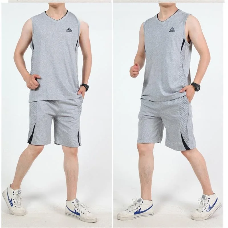 

Summer Sports Suit Men's Large Size Qui Dry Vest orts Pure Cotton Svel Casual Fitn Running Baskeall Clothes
