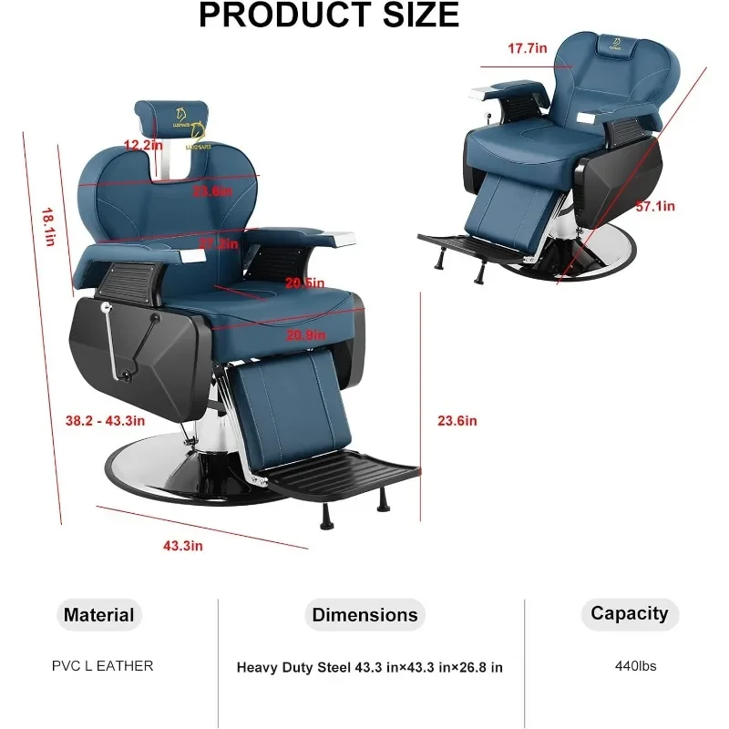 Salon Chair Barber Chair Hydraulic Styling Chair for Hair Salon 360 Degrees Rolling Swivel Barber Chairs Hydraulic Hair