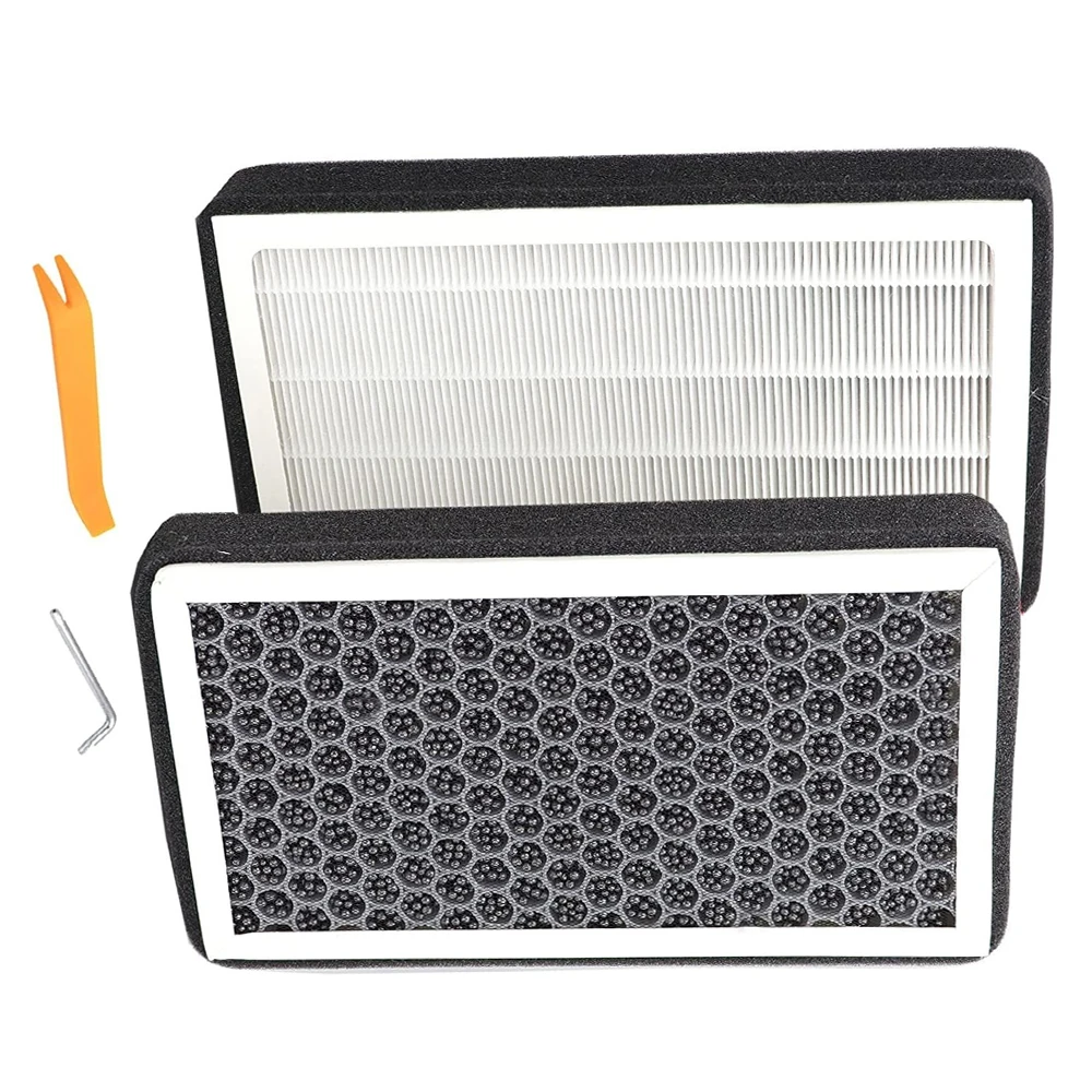 2pcs Activated Carbon Air Filter W/Tools for Tesla Model 3/Model Y 2016-2023 Car Air Conditioner Filter Element Replacement Kit