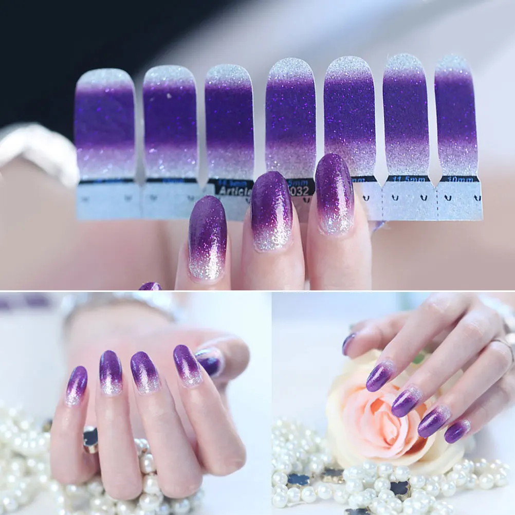 

6pcs Nail Decals Gradient Nail Stickers Nail Art Tip Decal Decoration for Women Girls with Nail File (Random Pattern)