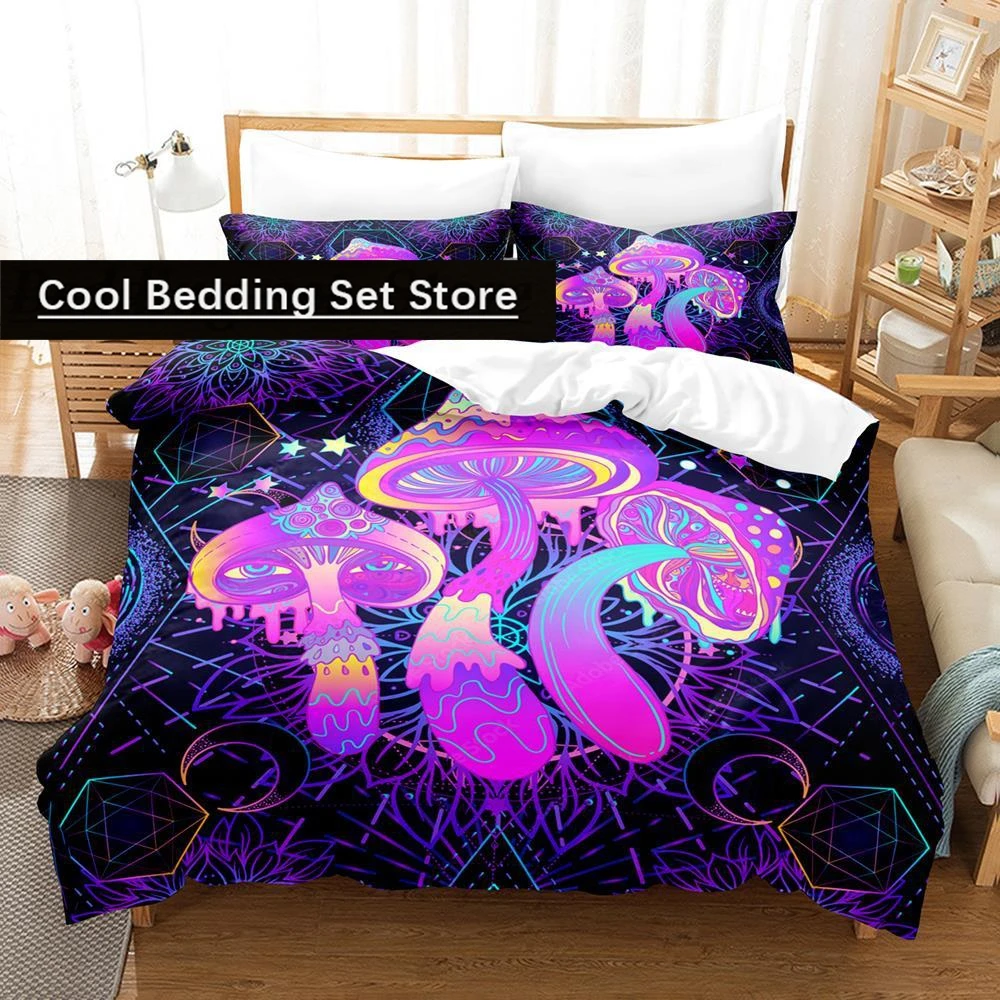 

2014 Mushroom Bedding Set Single Twin Full Queen King Size Bed Set Teenager Bedroom Duvetcover Sets 3D Print Anime bed sheet set