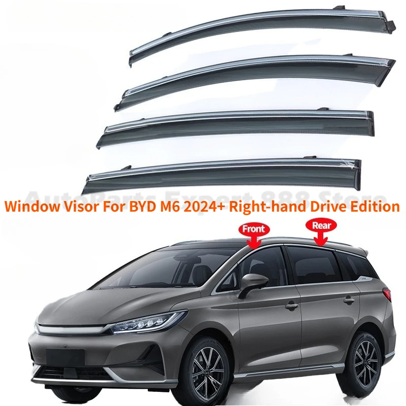 Window Visor Weather Shield For BYD M6 2024+ Right-hand Drive Edition Rain Guard Deflector Windshield Rain Eyebrow Awning Trim