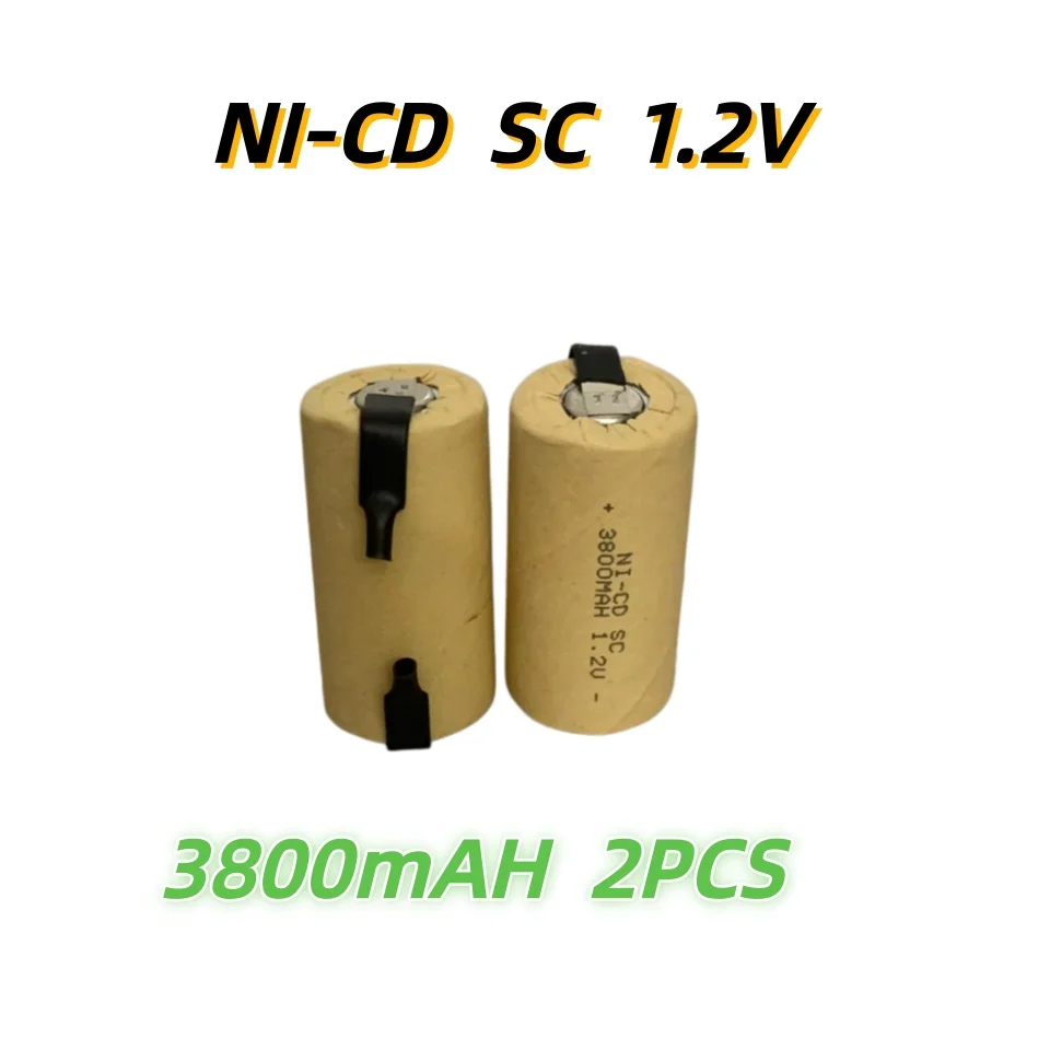 New 100% Electric Drill SC Batteries 1.2V 3800mAh Sub C Ni-Cd Rechargeable Battey With Tab Power Tool NiCd SUBC Cells