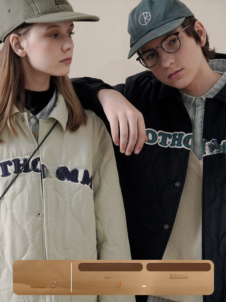 

Nome Casual Loose Cotton Jaet Men's Autumn Winter College Sle Plaid Patterned Outerwear Youth Faion Cleanfit Design