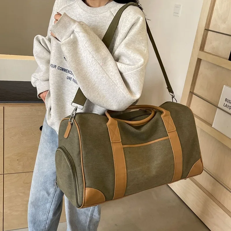 Cross Border Portable Travel Large Capacity Outdoor Travel Totes Women's Sports and Fitness Bag Men's Retro Canvas Luggage Bag