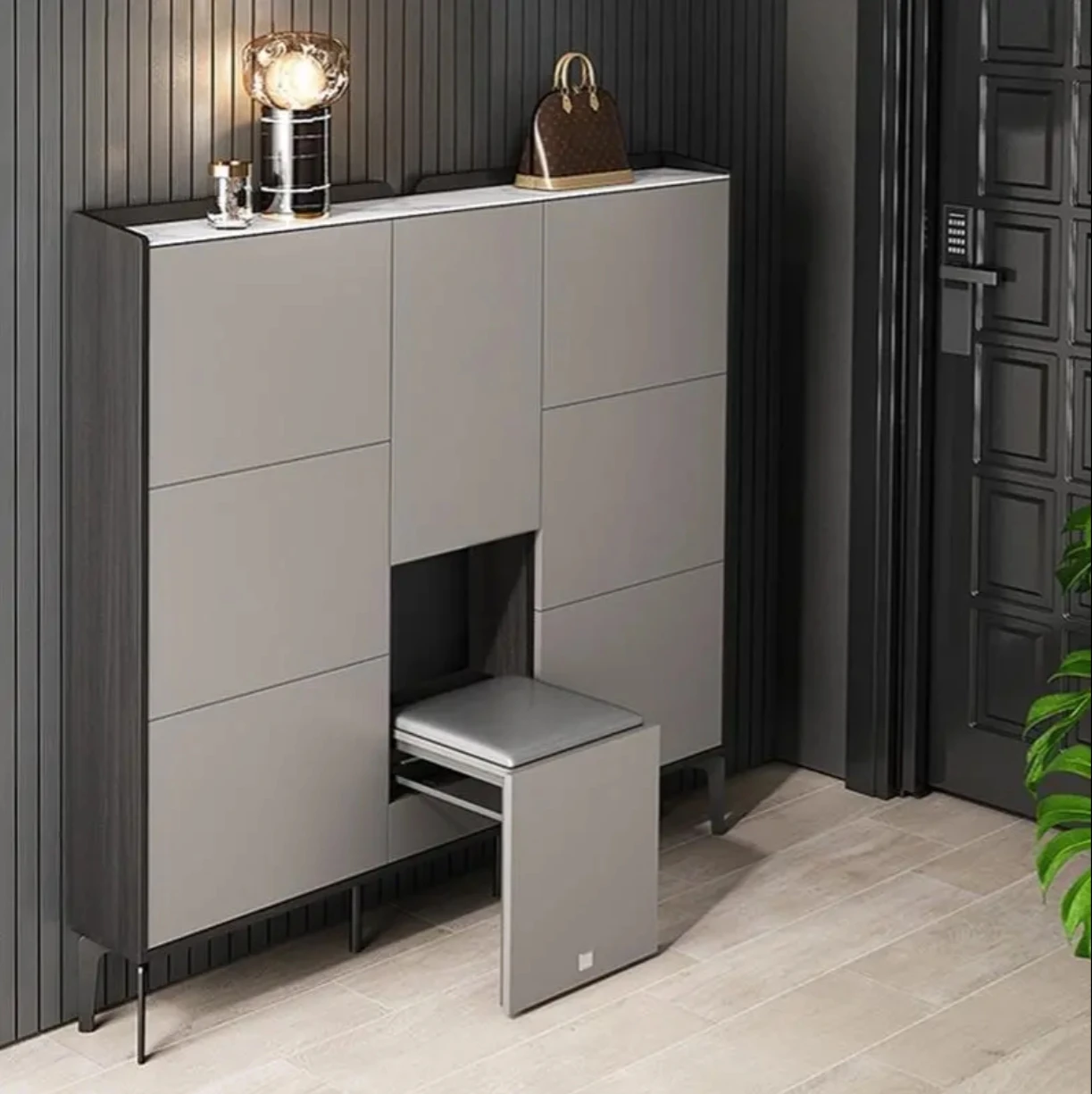 

Ultra-thin Bucket Shoe Cabinet Light Luxury Space Saving 17cm House Hold Door Console Cabinet Modern Simple Storage Shoe Rack