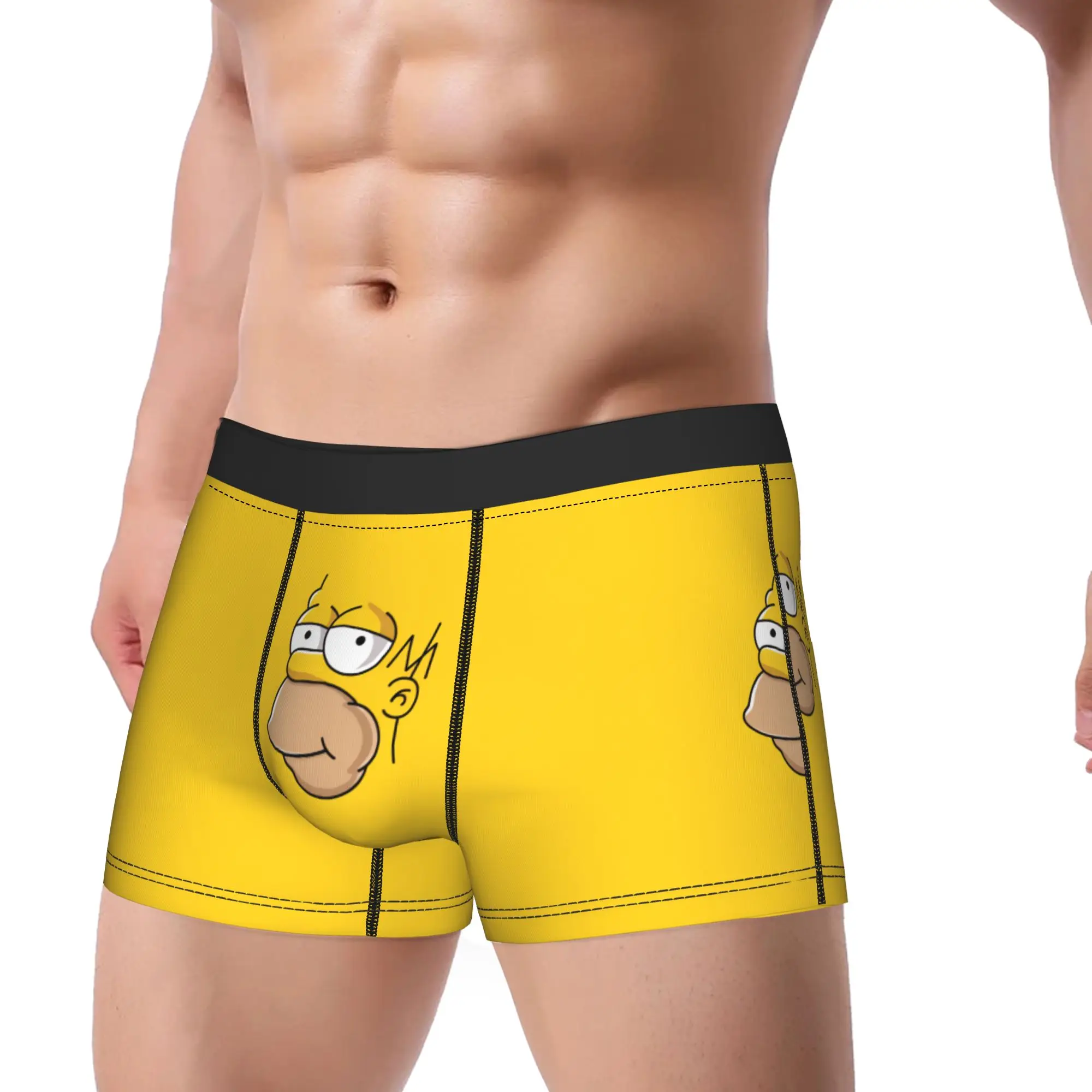 S-Simpsons Character Face Yellow Background Boxershorts 3D Pouch Underwear Trenky Design Shorts Briefs Males Panties Plus Size