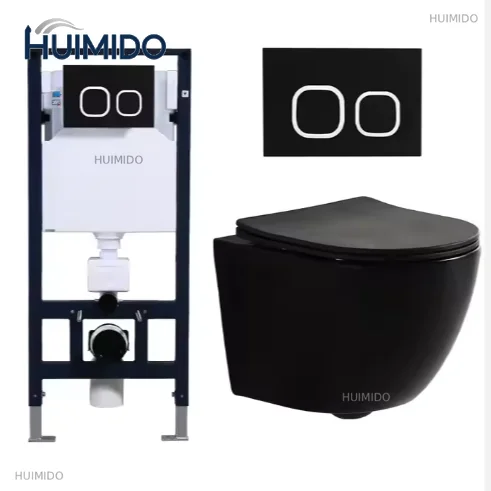 High-quality double-flush borderless ceramic wall-mounted toilet light-colored integrated structure bathroom toilet