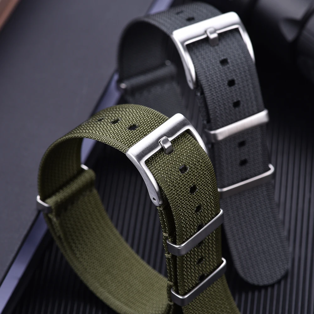 New Ribbed Nylon Strap 18mm 20mm 22mm Watch Straps Braid Ballistic Fabric Watchband Accessories For Military Watch Band