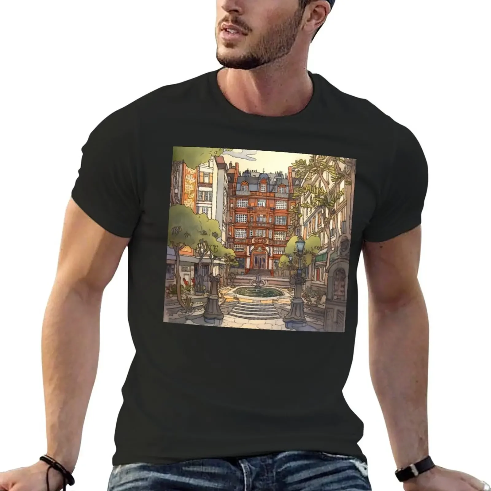 

Innlandet city drawing T-Shirt cute tops kawaii clothes luxury clothes men