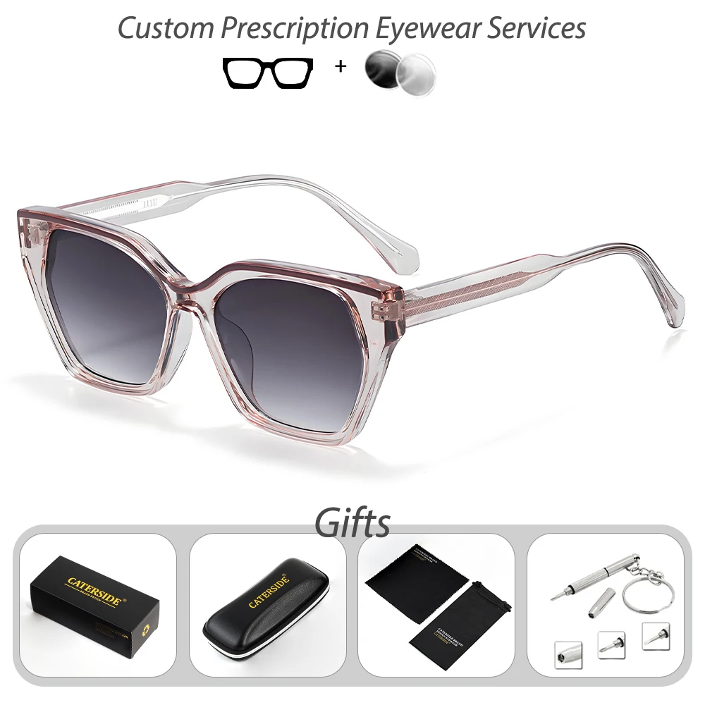 CATERSIDE Neue Damen-Sonnenbrille mit Katzenaugen-Design und quadratischem, dickem Rahmen, verschreibungspflichtige Sonnenbrille für Herren, Myopie- und Hyperopie-Brille – Detail 8