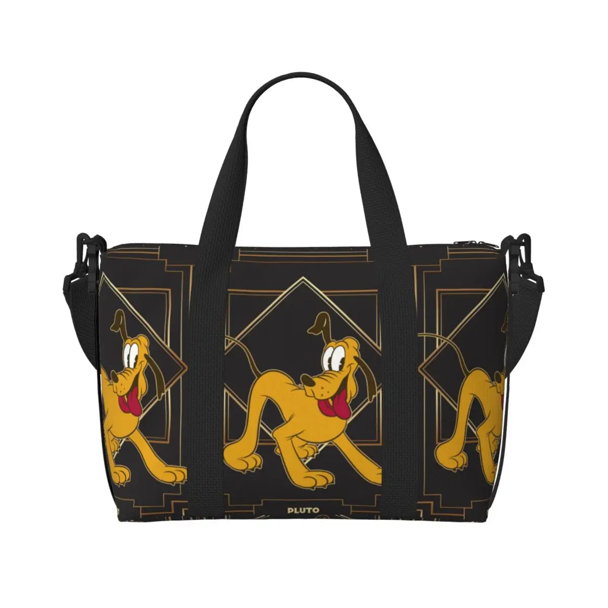 Custom P-Pluto Cartoon Groceries Shopping Tote Bag Women Big Capacity Gym Beach Travel Bags