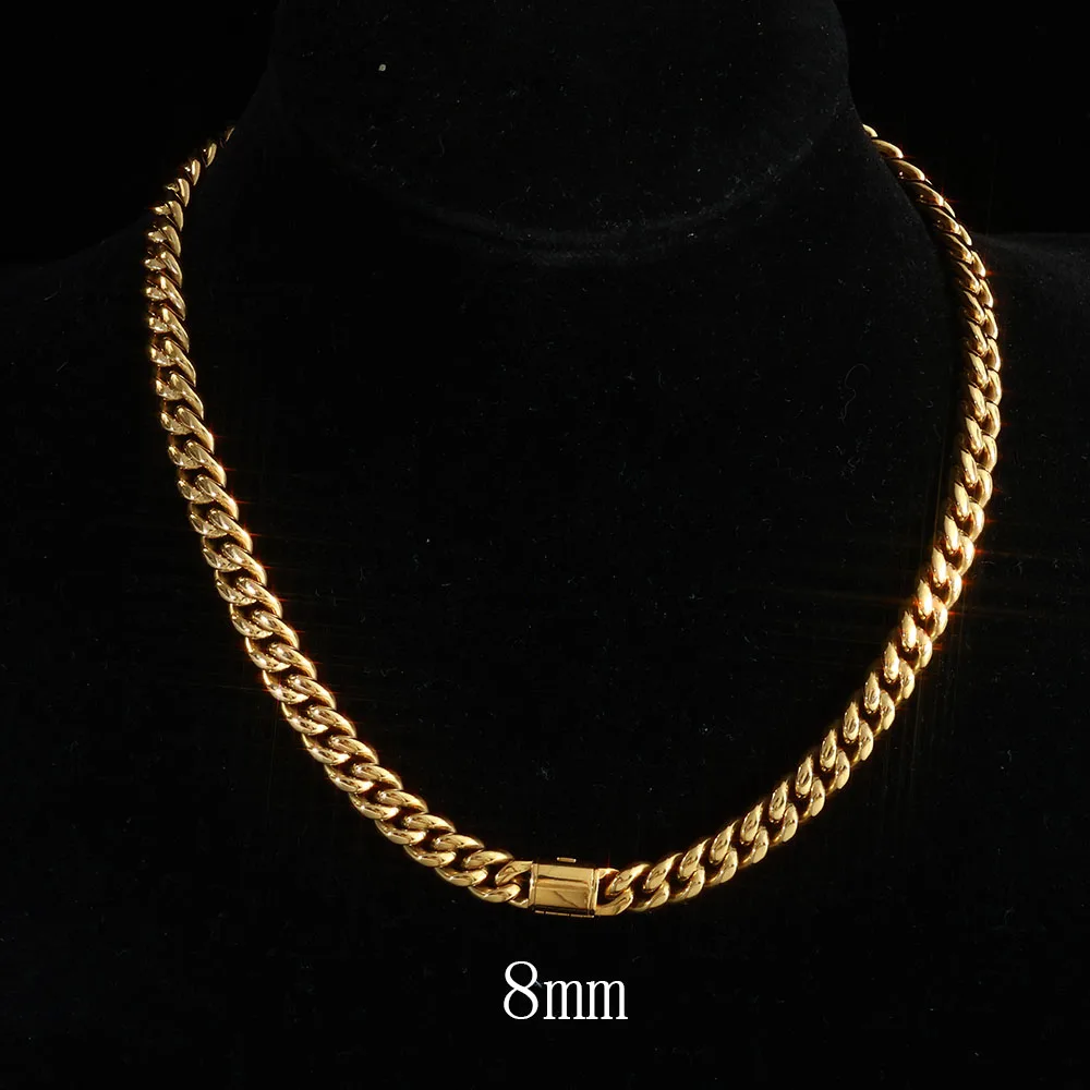 8/10/12/14MM Hip Hop Free Customizable Logo Homme Stainless Steel Jewelry Miami Cuban Chain Necklace For Men Drop Shipping