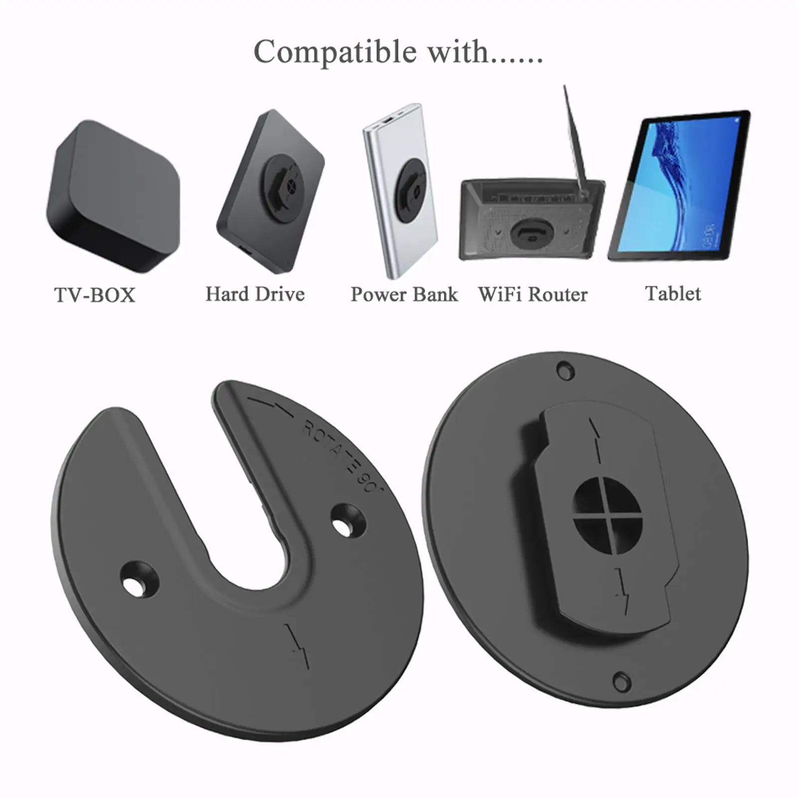 Wall Mount Tablet Bracket 90 Degrees Rotation Universal for Kitchen Office