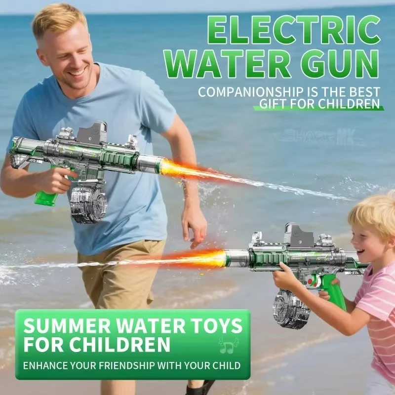 Crianças simulado chama elétrica armas de água sensor luz alta pressão automática watergun verão ao ar livre praia piscina tiro brinquedos