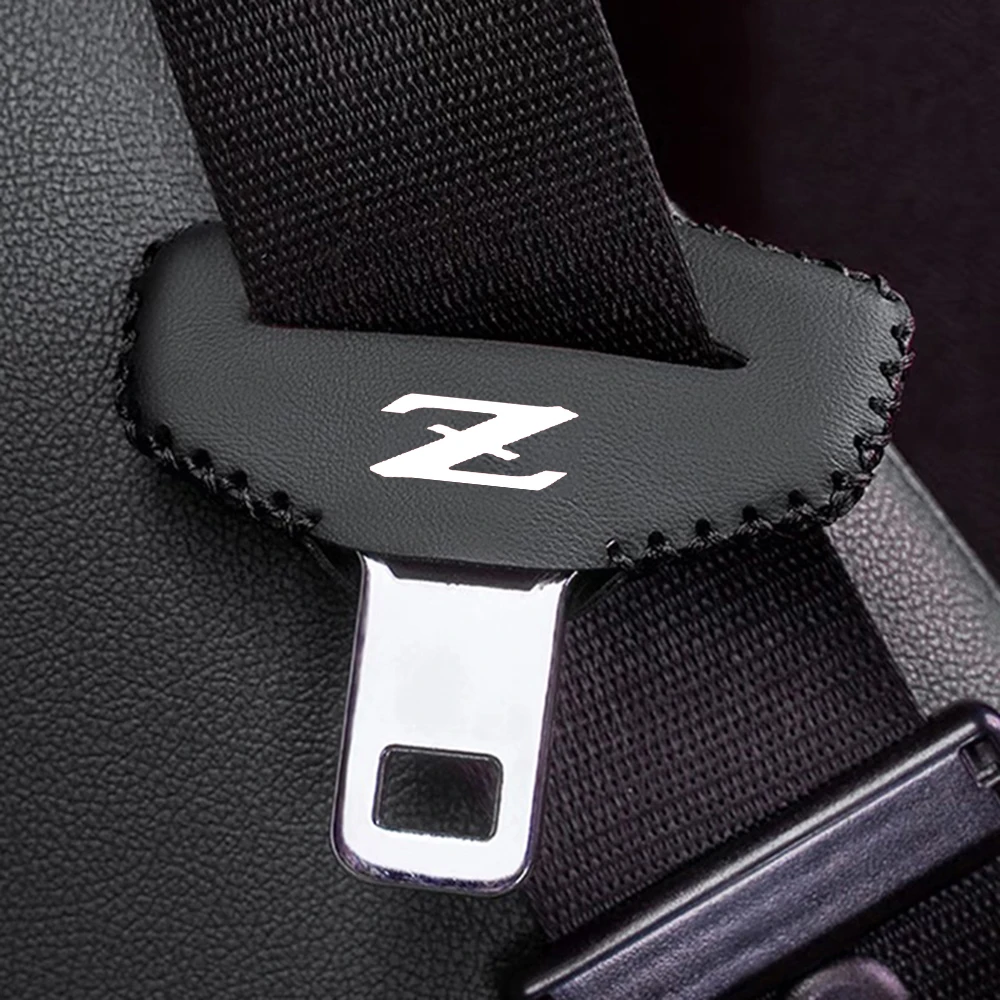 2pcs Car Seat Belt Buckle Plug Leather Car Seat Belt Clip Protective Covers for Nissan Datsun Z  Auto Interior Accessories