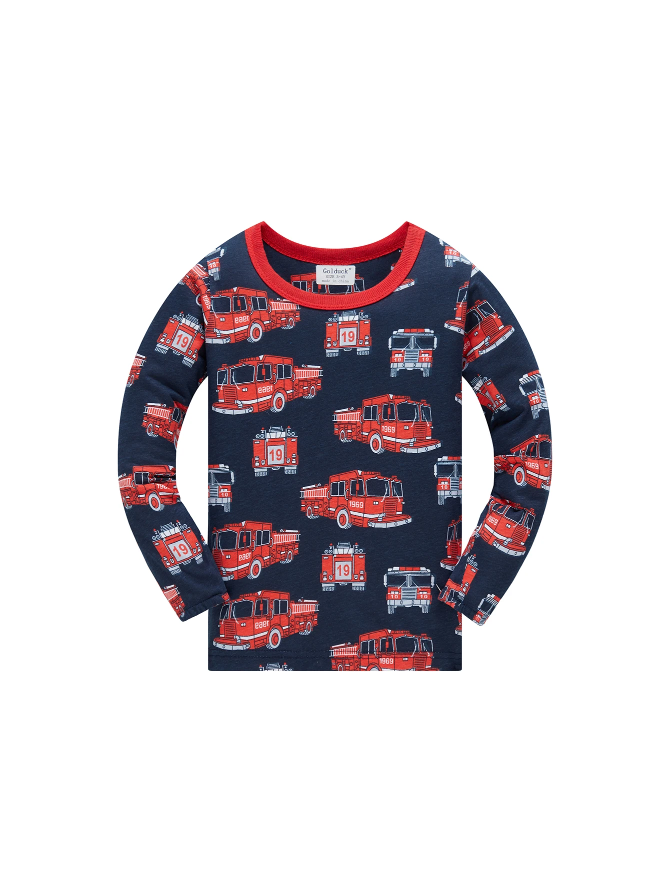 100% Baumwolle Kinder-Pyjama-Set für 1-8 Jahre alte Jungen und Mädchen, vollflächig bedruckter Cartoon-Pyjama, 2-teilig, bequemer Langarm-Hausanzug – Detail 5