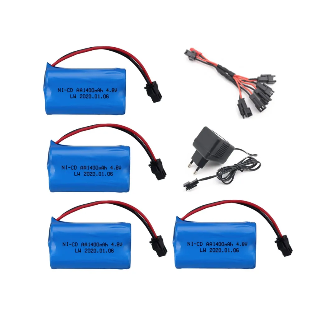 Akumulator NICD 4,8 V 1400 mAh + Ładowarka Zestaw do zabawek Rc Samochody Czołgi Roboty Łodzie Pistolety Akumulator 4 * AA 4,8 V