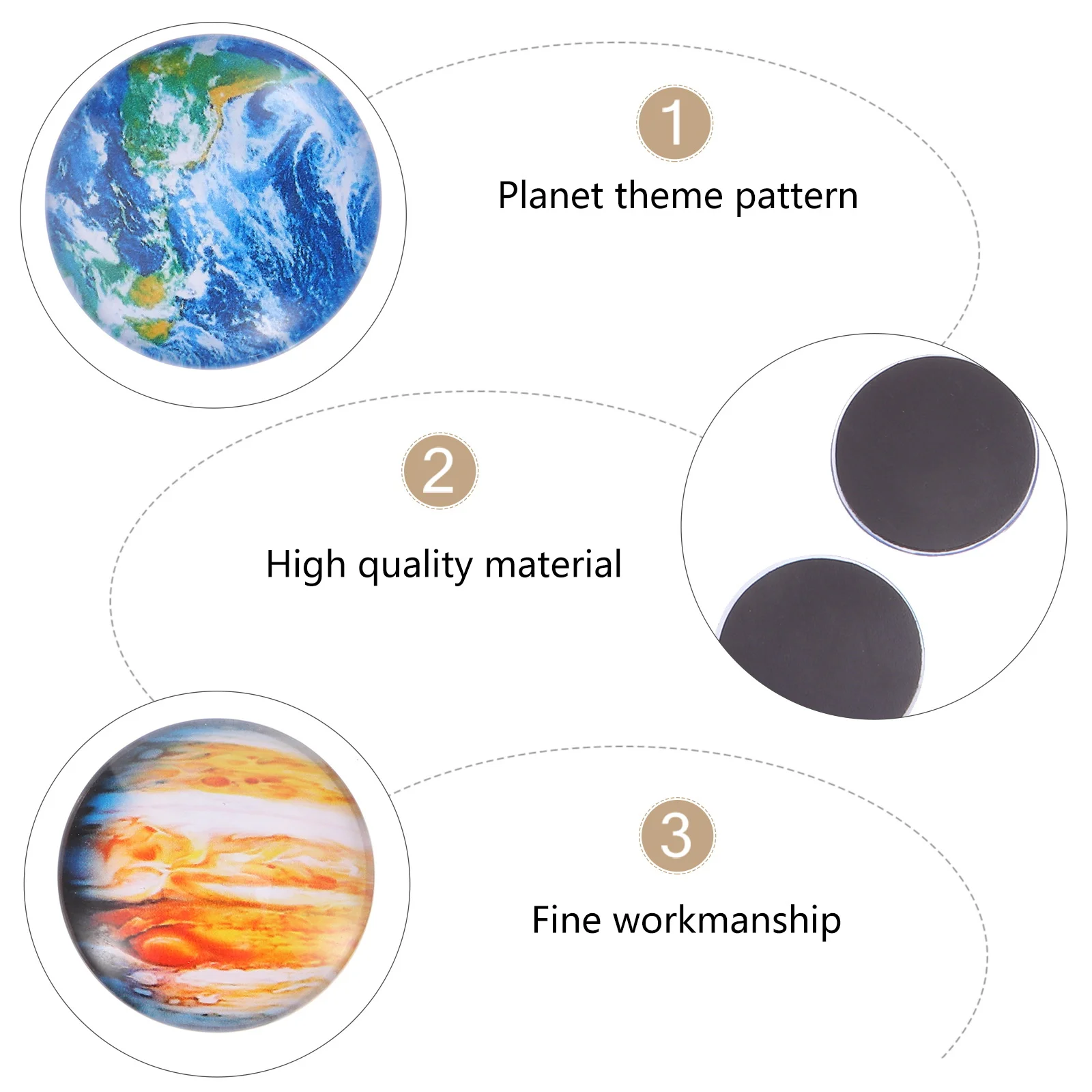 12Pcs Glass Fridge Magnet Decor Planet Pattern Magnetic Force Non Scratch for Notes Photos Documents Kids Room School