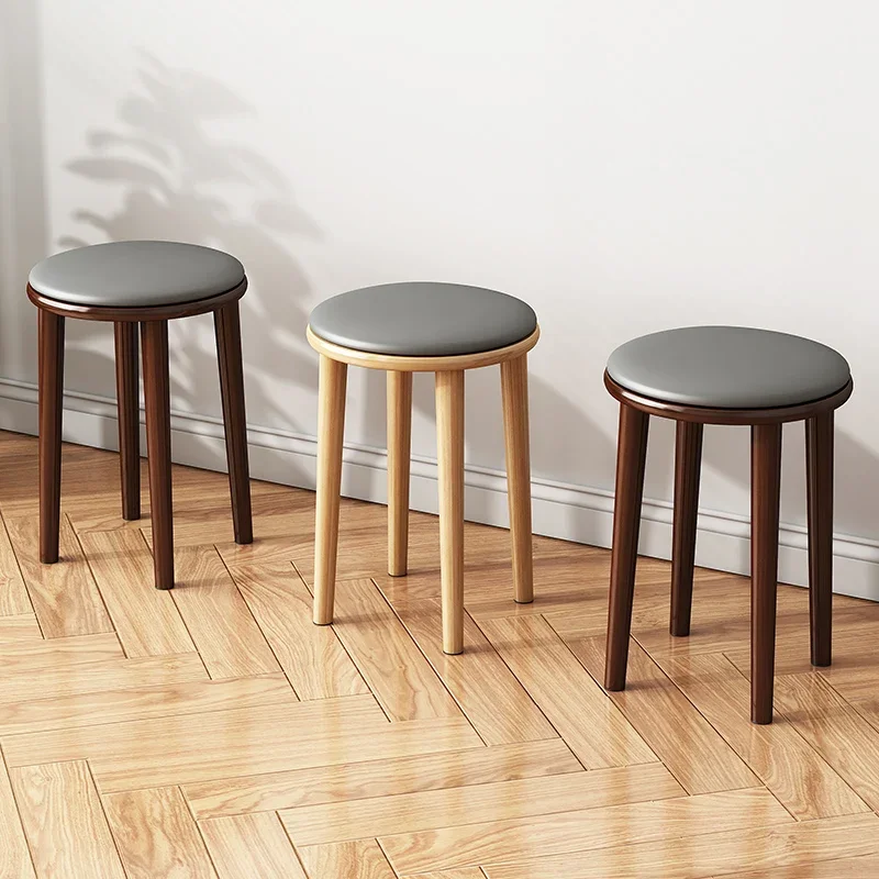 

Stackable Stable Load-bearing Wooden Chair Anti Slip Design Foot Stool Thickened Latex Furniture Wooden