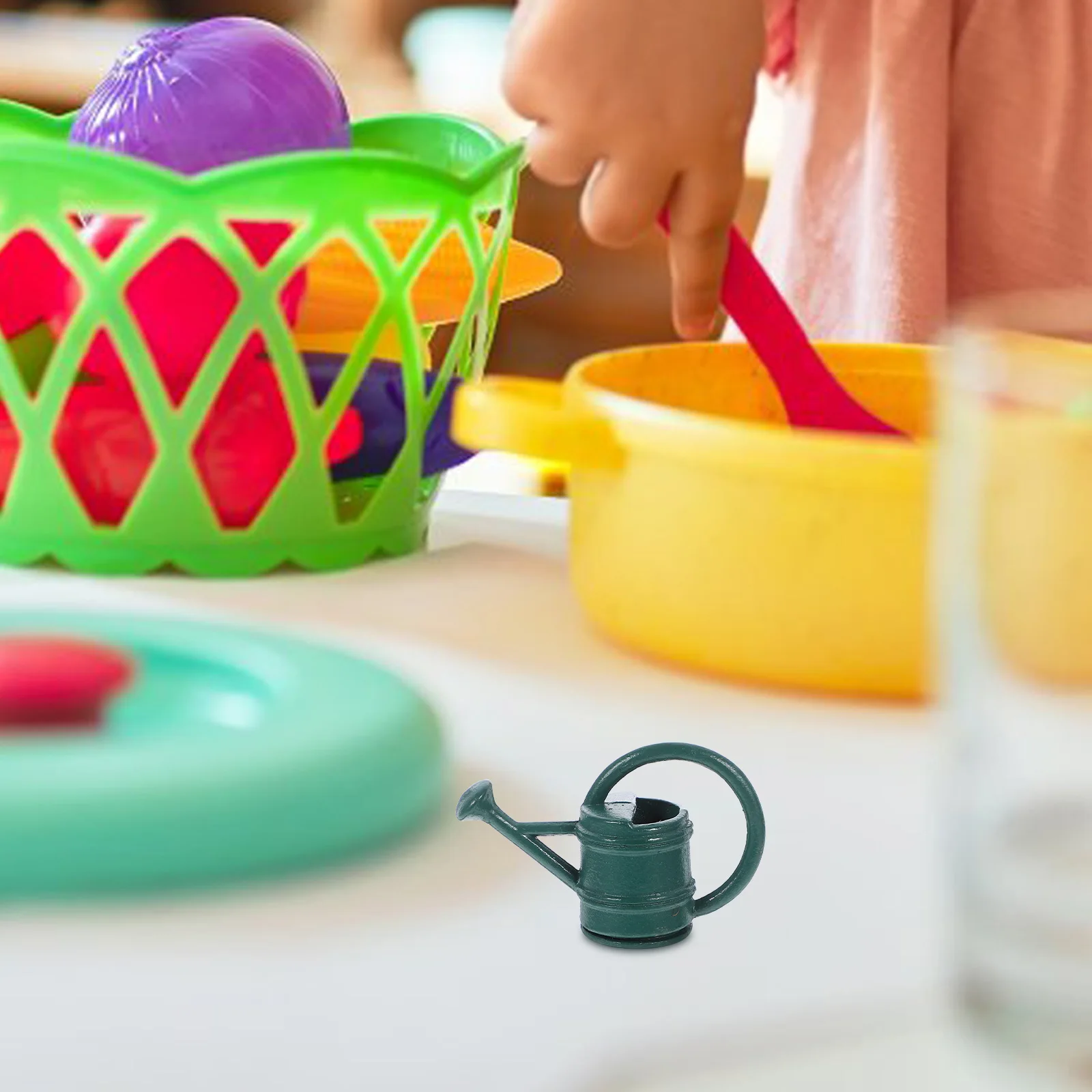 

Miniature Gardening Tool Small Iron Watering Can Portable Pretend Play Accessory for Dollhouse Decoration Kids Playing Prop