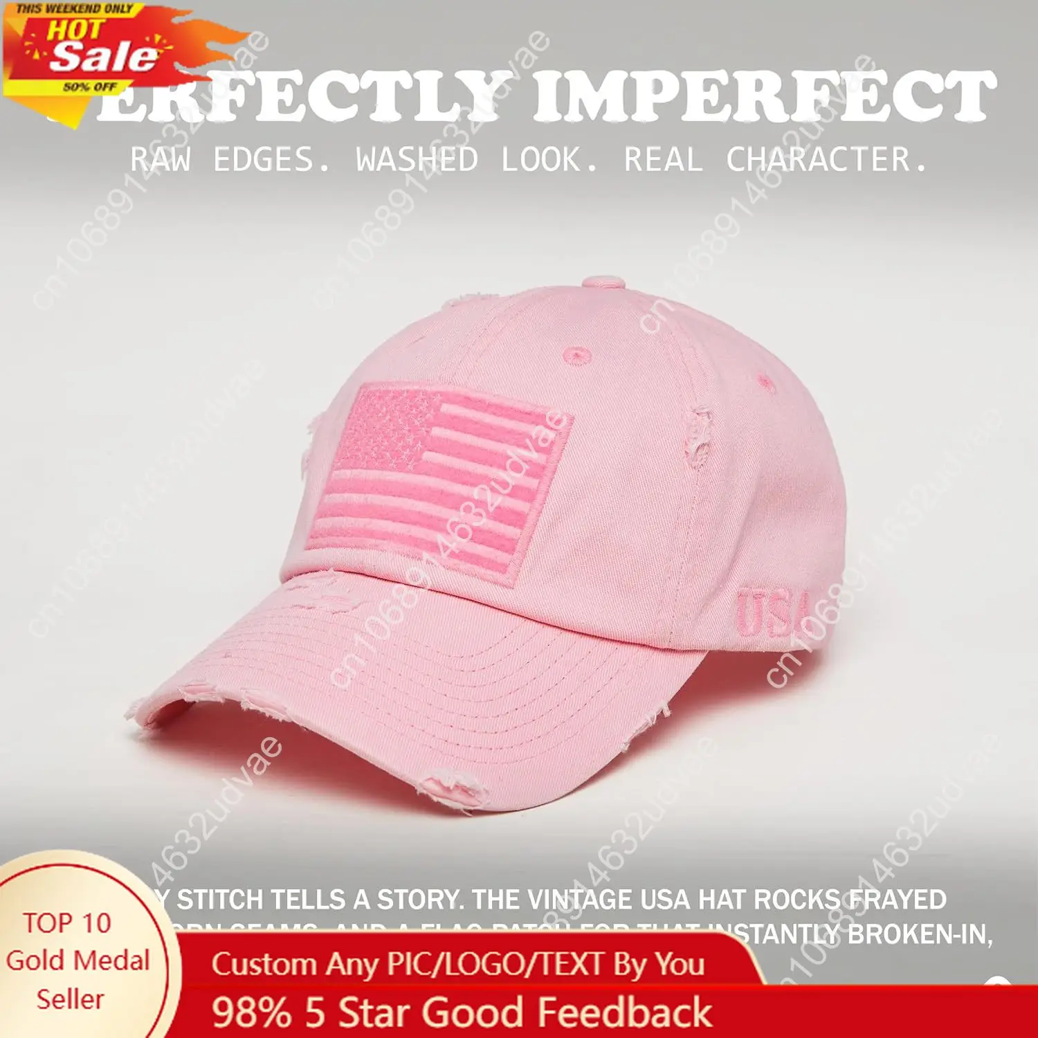 

Funky Junque Distressed Vintage Baseball Cap - Embroidered Patch Women's Hat - Holiday, Lifestyle & Patriotic Designs