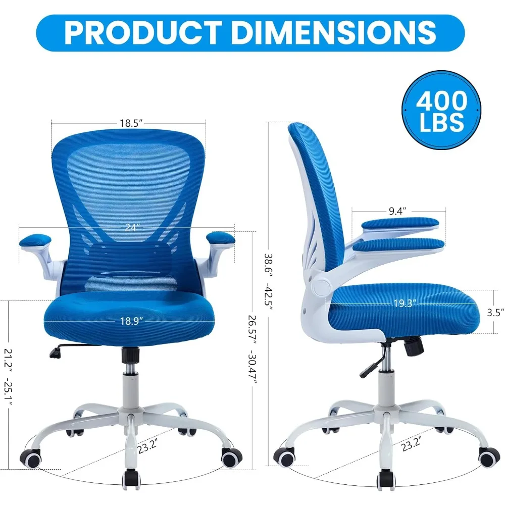 Ergonomiczne krzesło biurowe z podparciem lędźwiowym i podnoszonymi podłokietnikami - wygodne krzesło komputerowe do użytku w domu i na biurze.