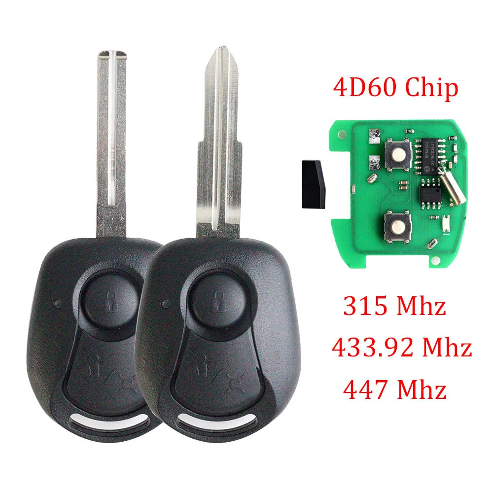 2 Button 315Mhz 433.92Mhz 447 MHZ 4D60 Chip Car Key Remote Fob Case Housing Shell for SSANGYONG ACTYON KYRON REXTON SSY3 MBEF750