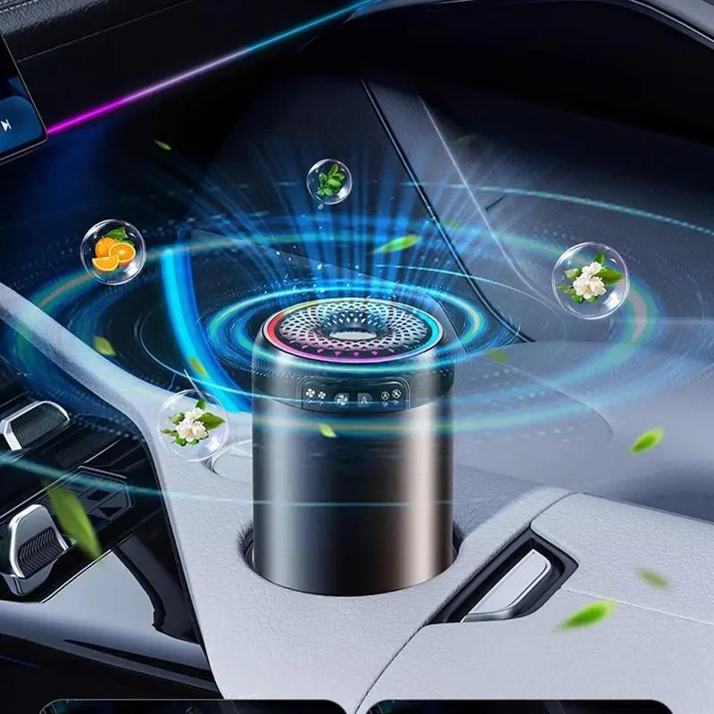 Car Perfume Diffuser Smart LED Aromatherapy Diffuser Battery Powered Car Fragrance Portable Auto Perfume With Light For Removing