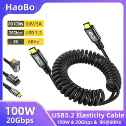 Elasticity PD100W USB3.2 20Gbps ThunderBolt 3 Type C to Type C Cable 8K@60Hz USB-C Cable Cord For iPhone 15 Pro MacBook Samsung