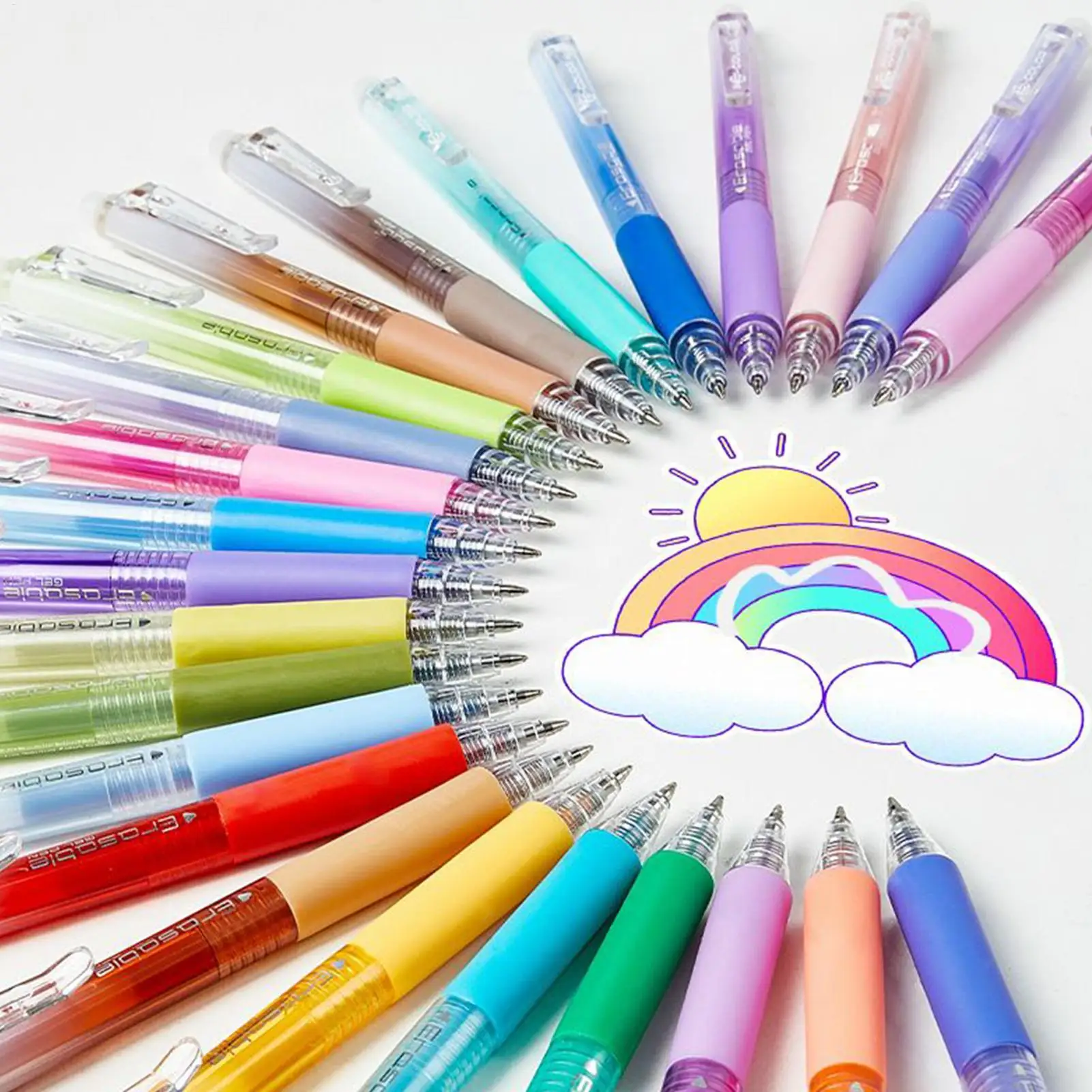 지울 수있는 펜 학교 쓰기 용품을위한 36 피스 여러 가지 빛깔의 잉크 펜 그리기 마킹 색칠 교실을위한 학습 액세서리