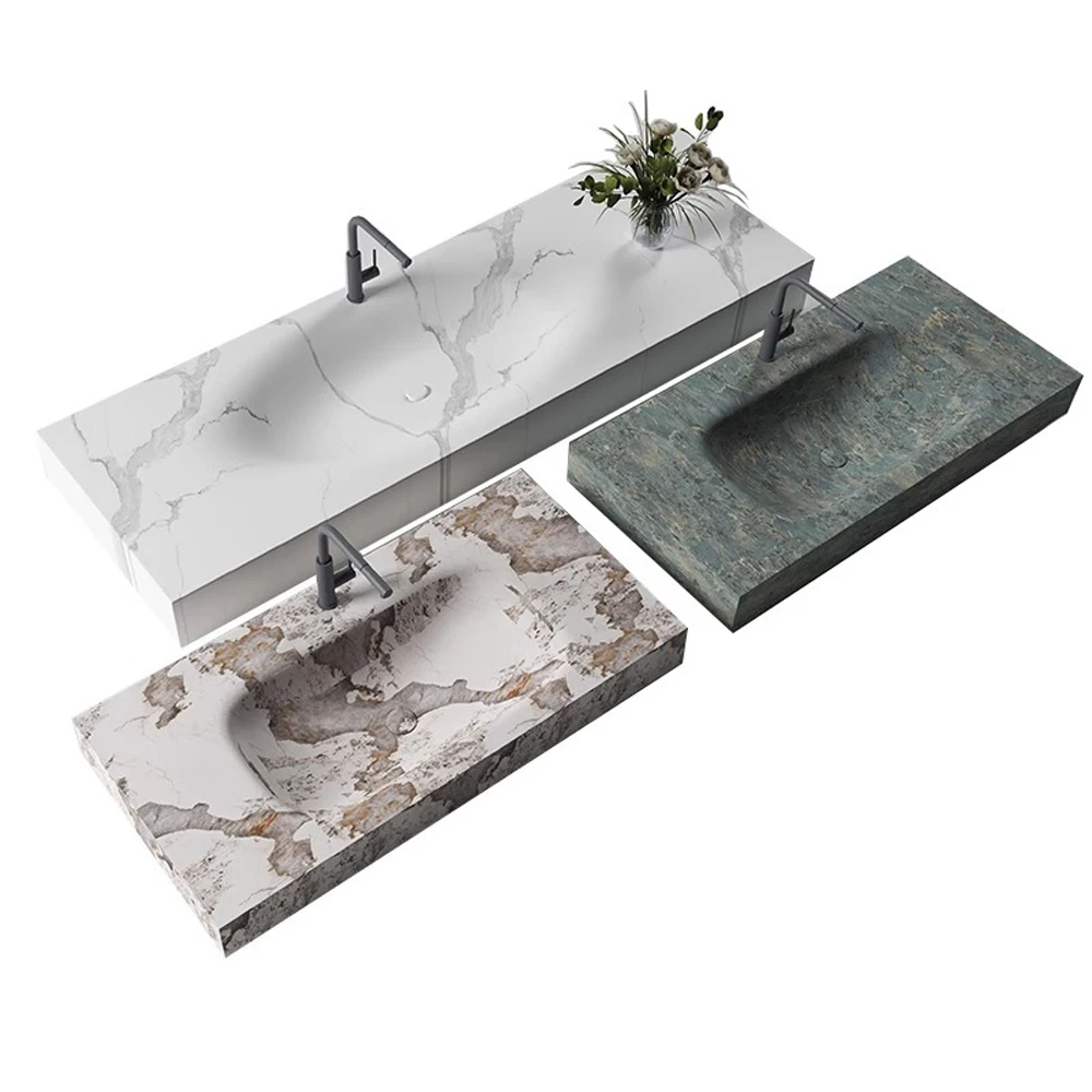 Chinese Factory Direct Price Hot Sale Customized White Artificial Wash Basin Sink Stone Quartz Vanity Top Bathroom Sinks