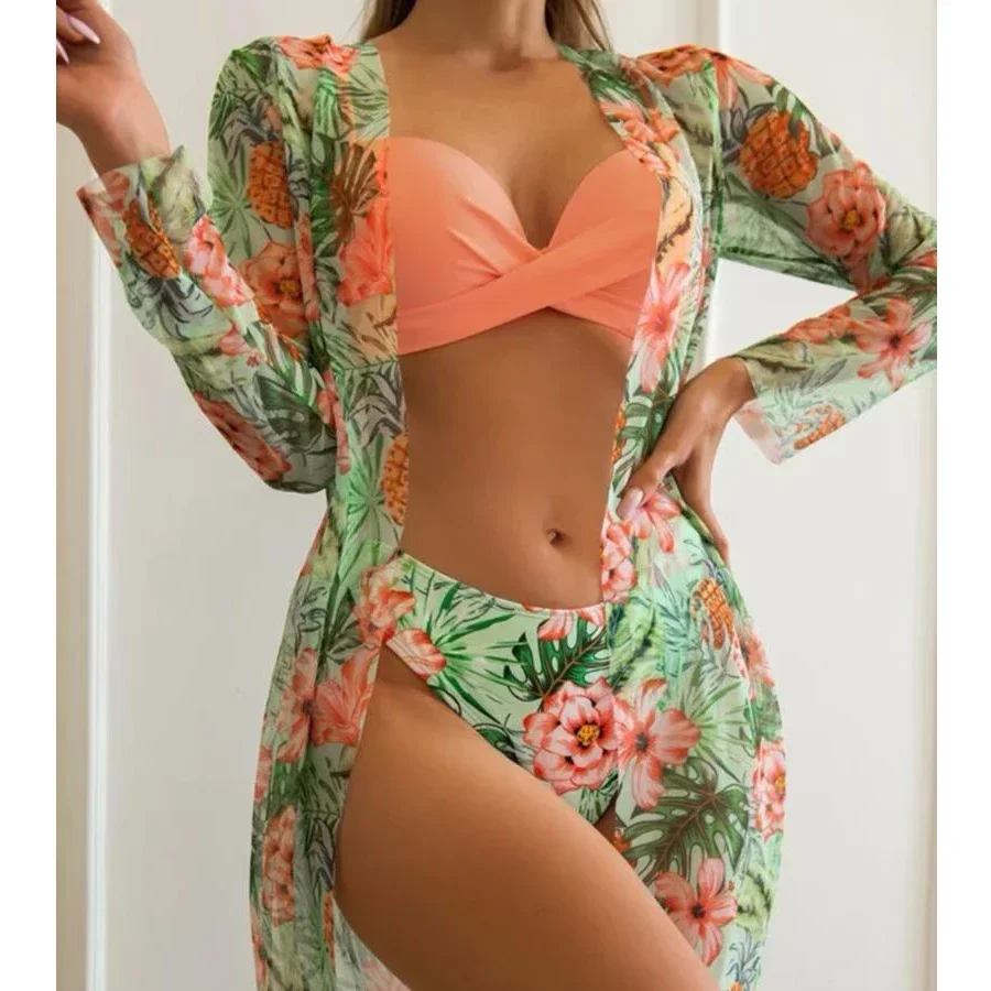 2024 New Bikini Beach Skirt Tunics for Beach Cover up Swimsuit Women Ruffle Biquini Bathing Suit Summer Beach Wear Swim Suit