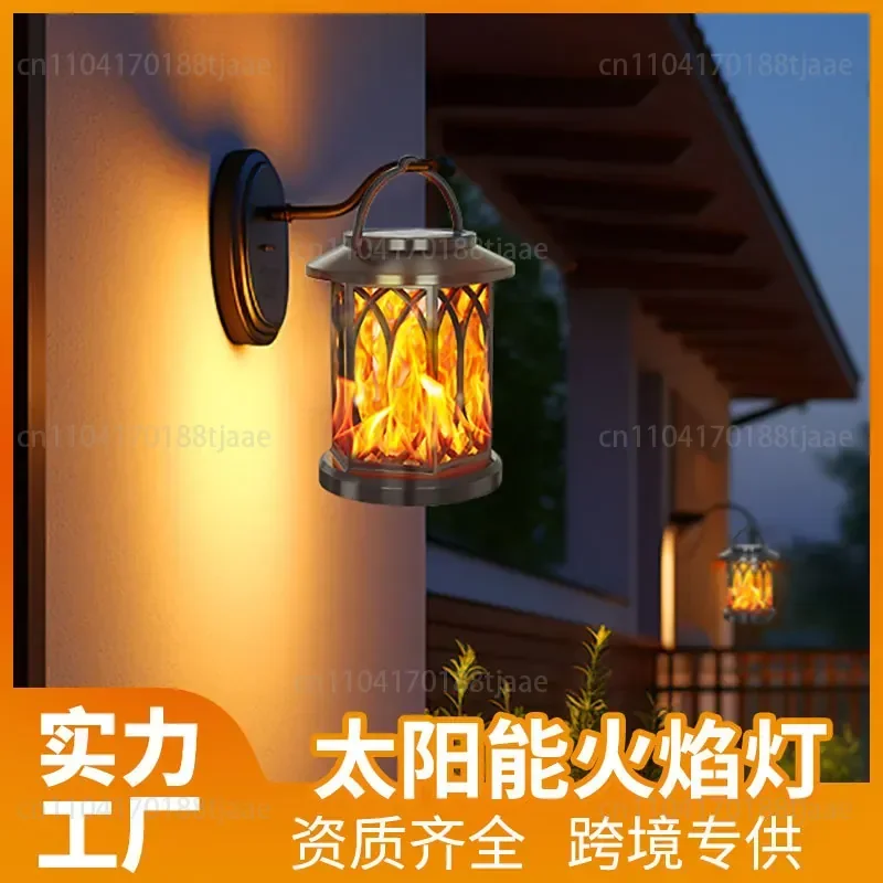Outdoor solar flame light clip lantern chandelier landscape solar light high power street  garden light