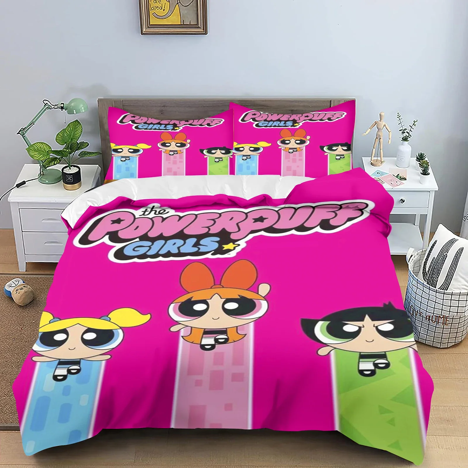 The Powerpuff Girls Quilt Cover Cartoon Cute Girl Printed Children Soft Customizable Bedding Custom Made Home Bedroom