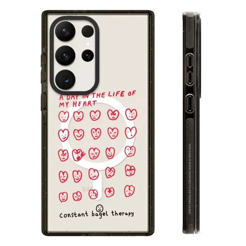 

Heart Graffiti MagSafe Acrylic Black Border Protective Case for Samsung Galaxy S24 U S23U S22 Ultra Shell