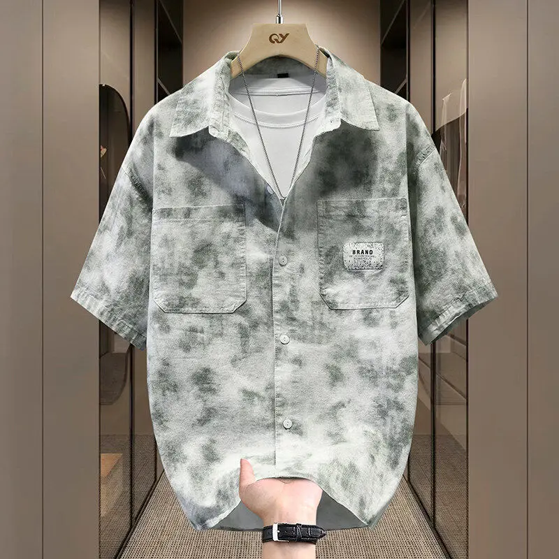 

Pure Cotton Short Sleeve Shirt Men's Summer Printed Thin Style Youthful Casual Loose Fit Breathable Daily Wear Student Fashion