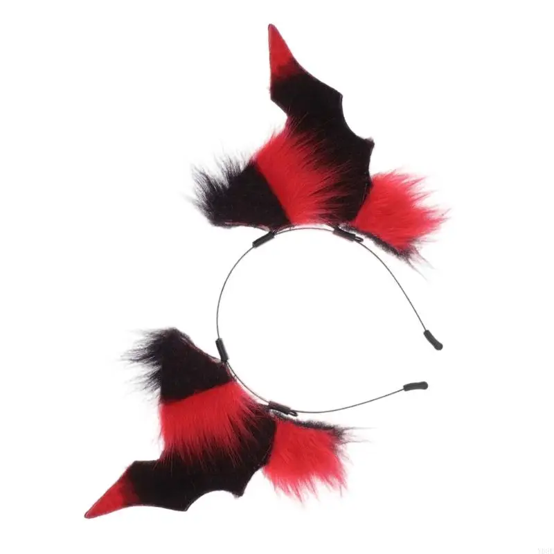 Leichter Plüsch-Haarschmuck aus dämonischem Horn, schwarzes Fledermaus-Querruder-Haarband, für Cosplay und Festival-Feier – Detail 5