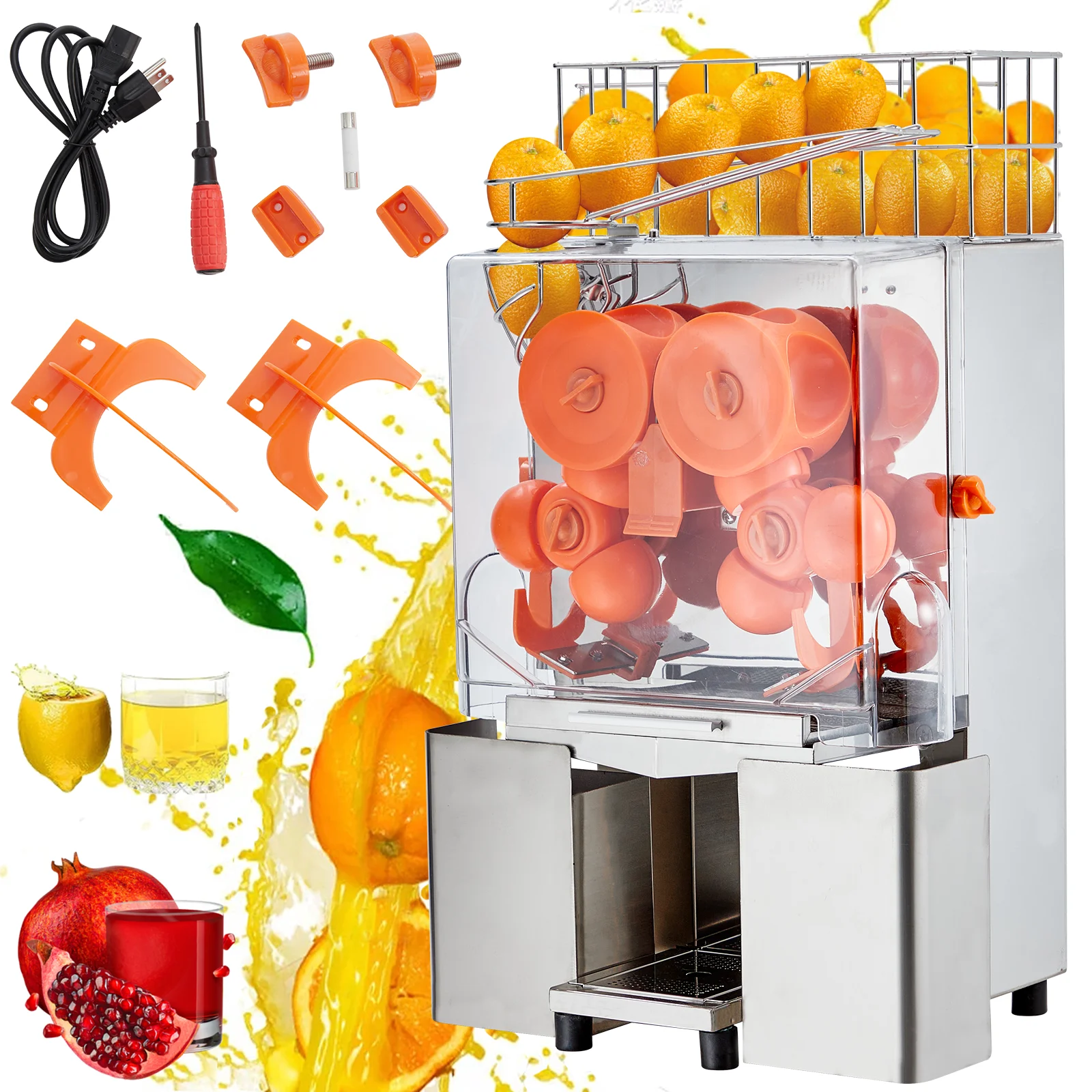 Commercial Juicer Machine,110V 120W Orange Squeezer for 22-30 per Minute, Electric Orange Juice Machine with Pull-Out Filter Box