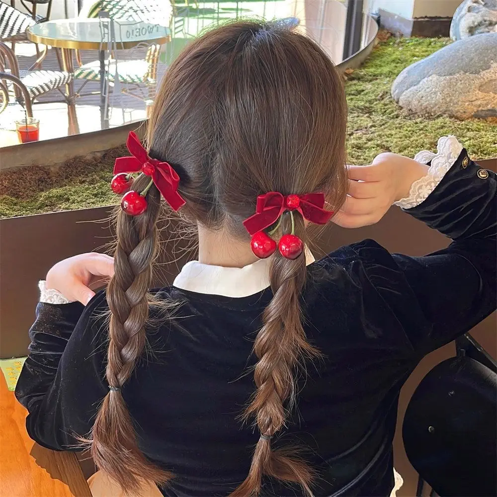 

Cute Red Velvet Cherry Hairpin Cloth Side Clip Velvet Bow Hair Clip Korean Style Headwear Barrettes Female Hair Accessories