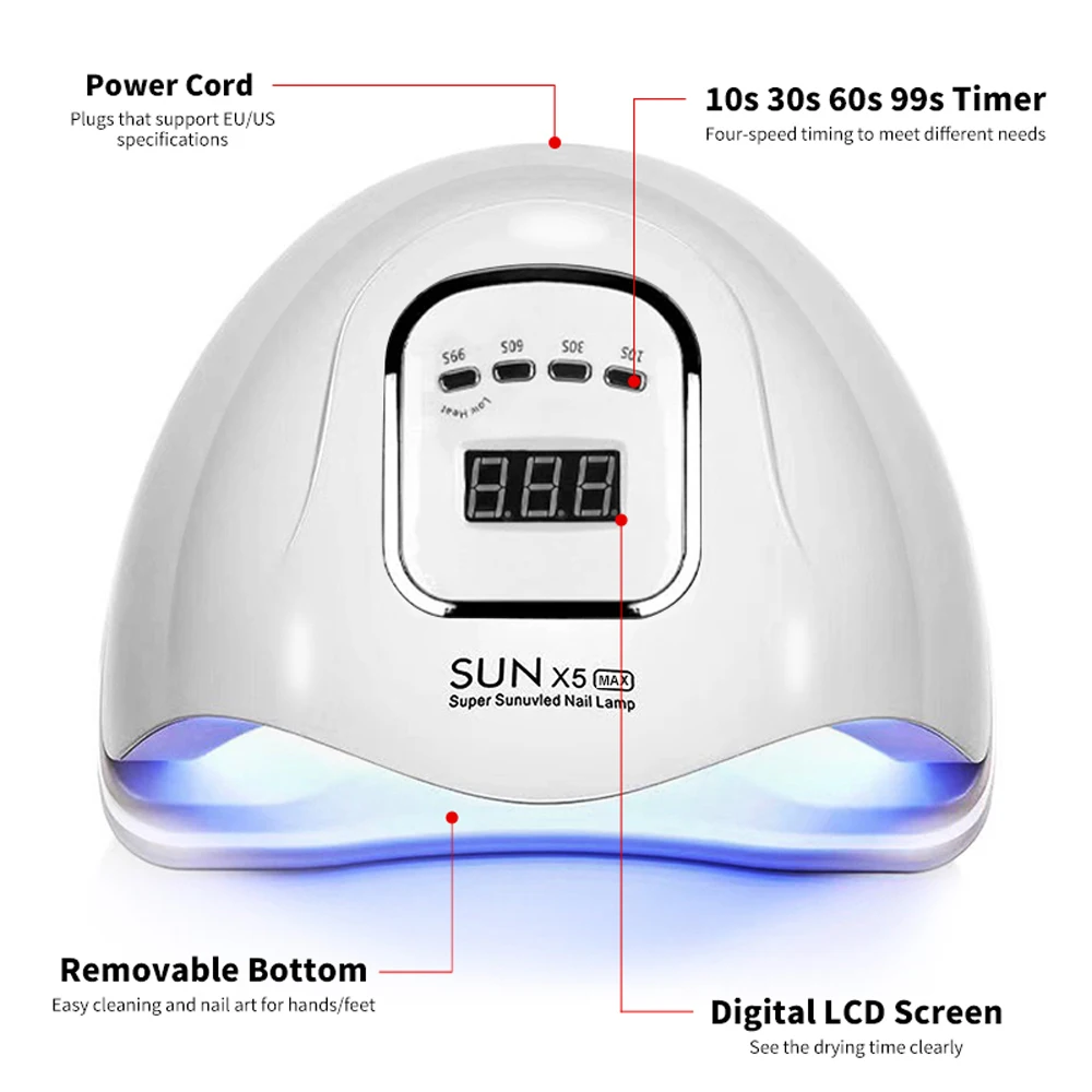 Professional UV Nail Art Lamp 45LED Nail Dryer with 4 Timers and Auto Sensor Drying Light for Gel Nail Polish Curing Nail Tools